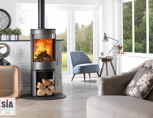 Purevision PVR Cylindrical stove tall logstore